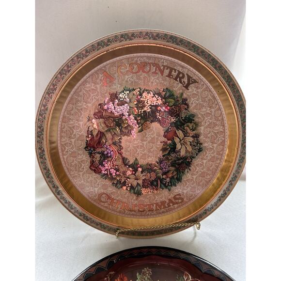 VTG Daher Decorated Ware Vanitas Painting 13” Round Metal Tray England/wreath - Picture 2 of 5